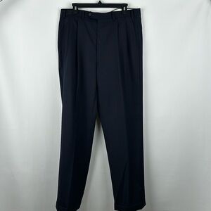 Ralph Ralph Lauren 100% Navy Wool Cuffed Hem Pants